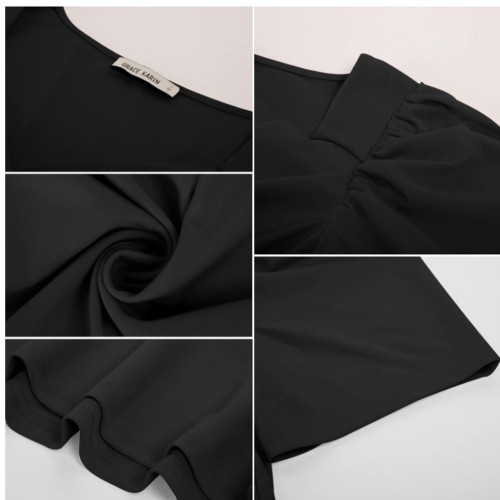 GRACE KARIN Women’s Black Blouse Top Size 2XL - Picture 3 of 6